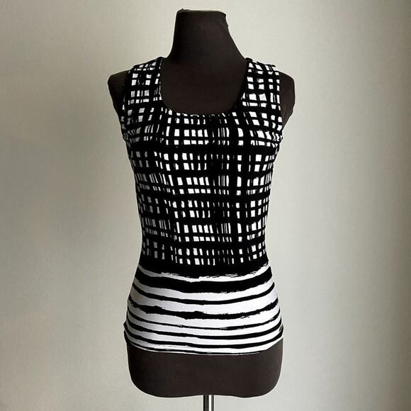 Calvin Klein Black and White Checkered Blouse - Picture 1 of 8